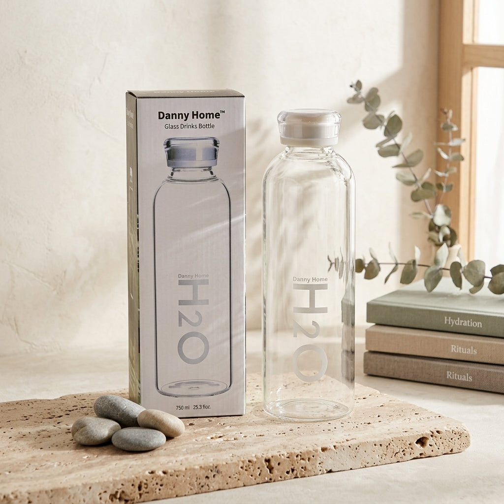 Clear Glass Water Bottle with Leak-Proof Cap – 750ml