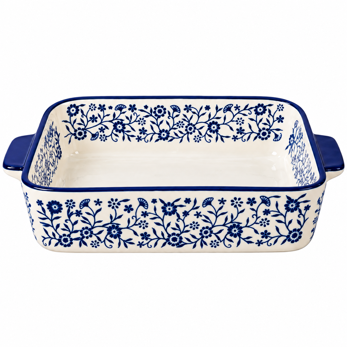 Blue Floral Ceramic Baking Dish with Handles – 8 inch