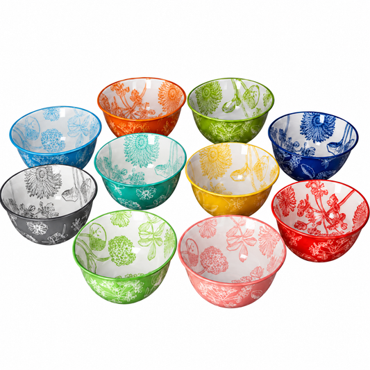 Floral Porcelain Dessert Bowl Set – 4.75 inch, 10 Pieces