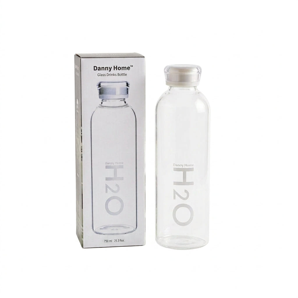 Clear Glass Water Bottle with Leak-Proof Cap – 750ml