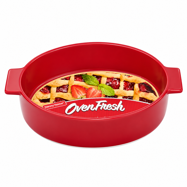 Red Ceramic Baking Dish with Handles – 10 inch