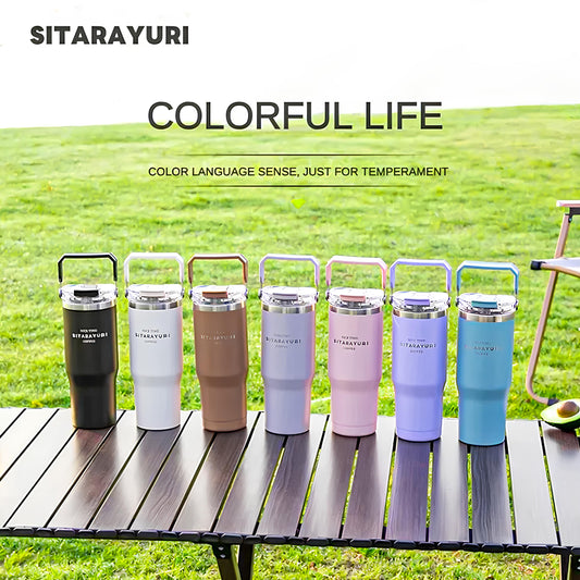 SITARAYURI 600ml leakproof dual-lid insulated tumbler