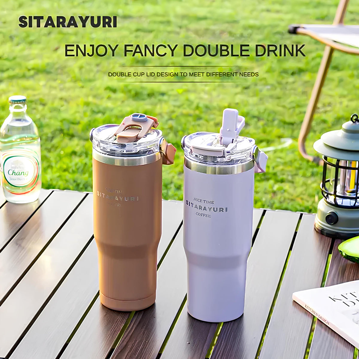 SITARAYURI 600ml tumbler with both lids