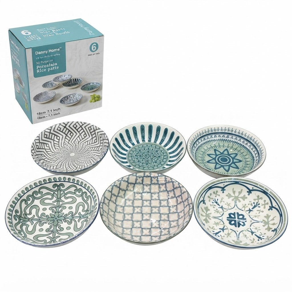 Bohemian Porcelain Dessert Plate Set – 5.5 inch, 6 Pieces
