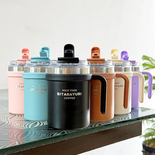 SITARAYURI 500ml dual-lid insulated mug