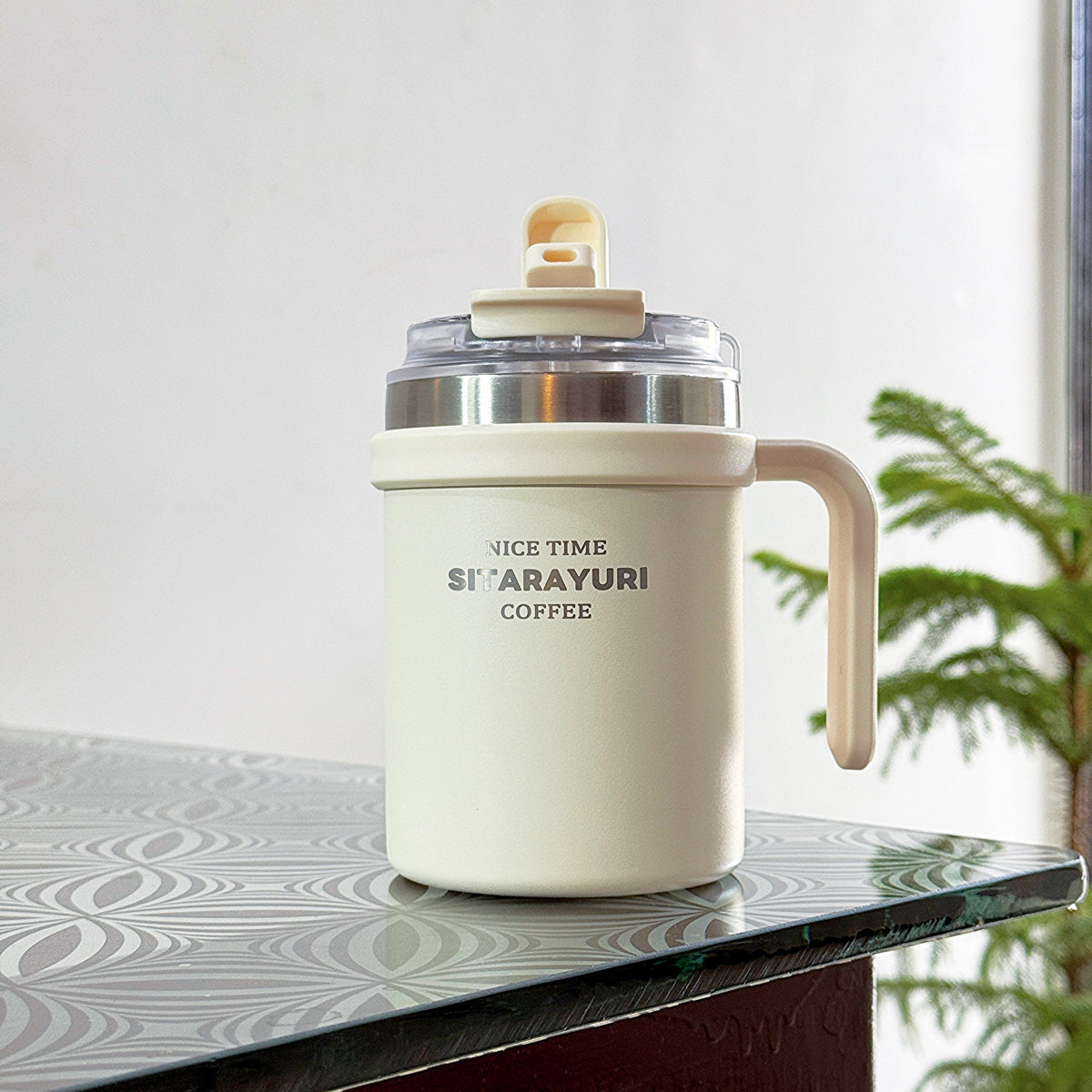 SITARAYURI 500ml insulated mug in Off White