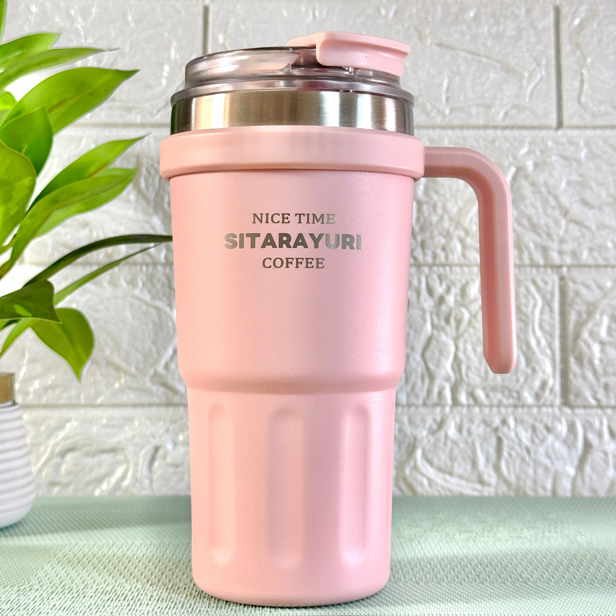 SITARAYURI 600ml handle tumbler in Pastel Pink