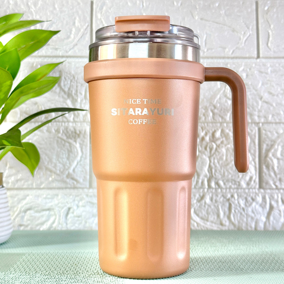 SITARAYURI 600ml handle tumbler in Brown
