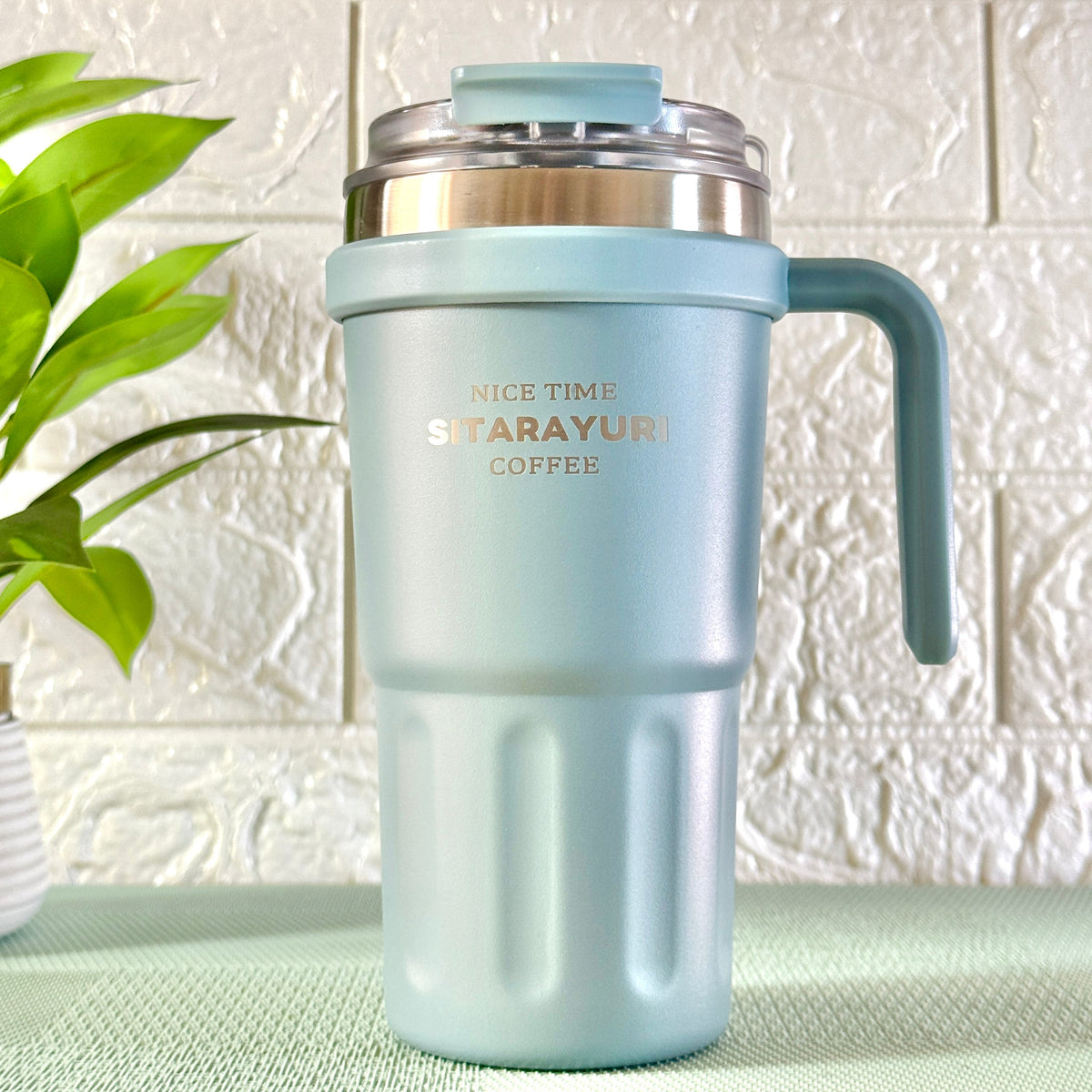 SITARAYURI 600ml handle tumbler in Pastel Blue