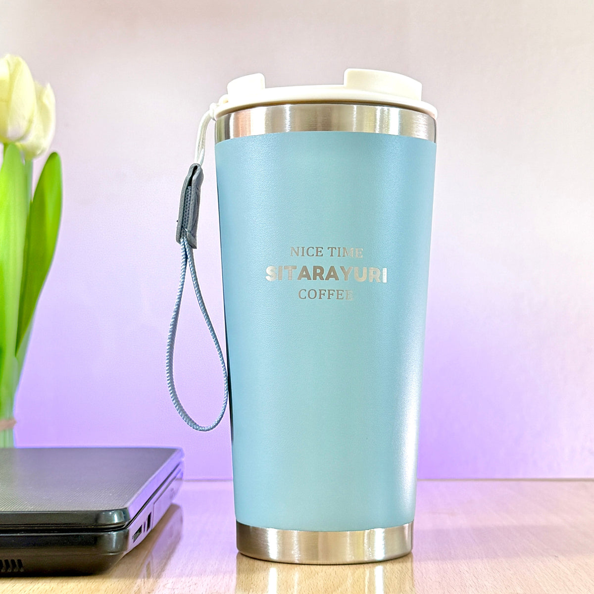 SITARAYURI 580ml insulated mug in Pastel Blue