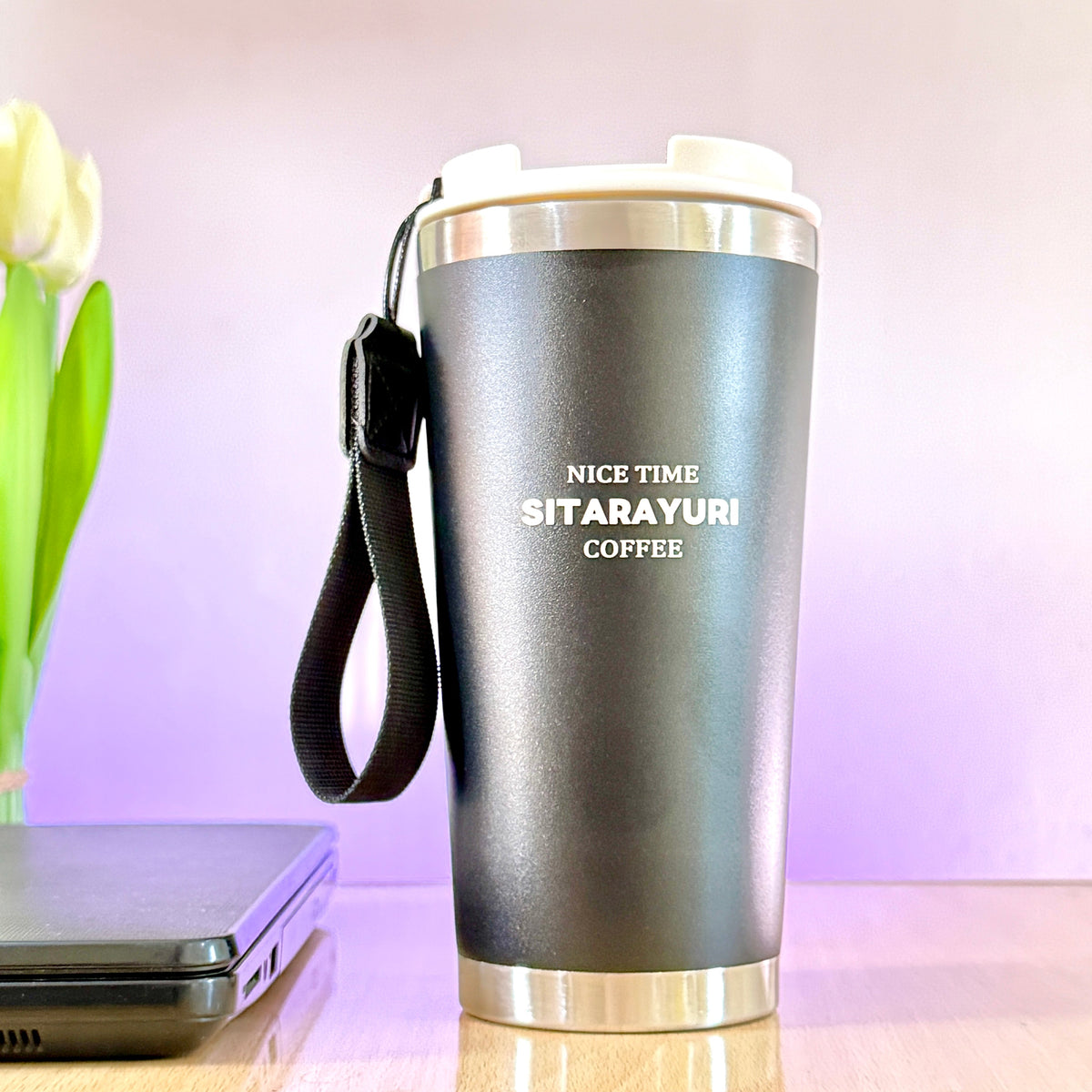 SITARAYURI 580ml insulated mug in Black
