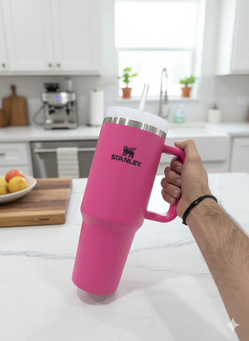 40oz Tumbler with Handle & Straw