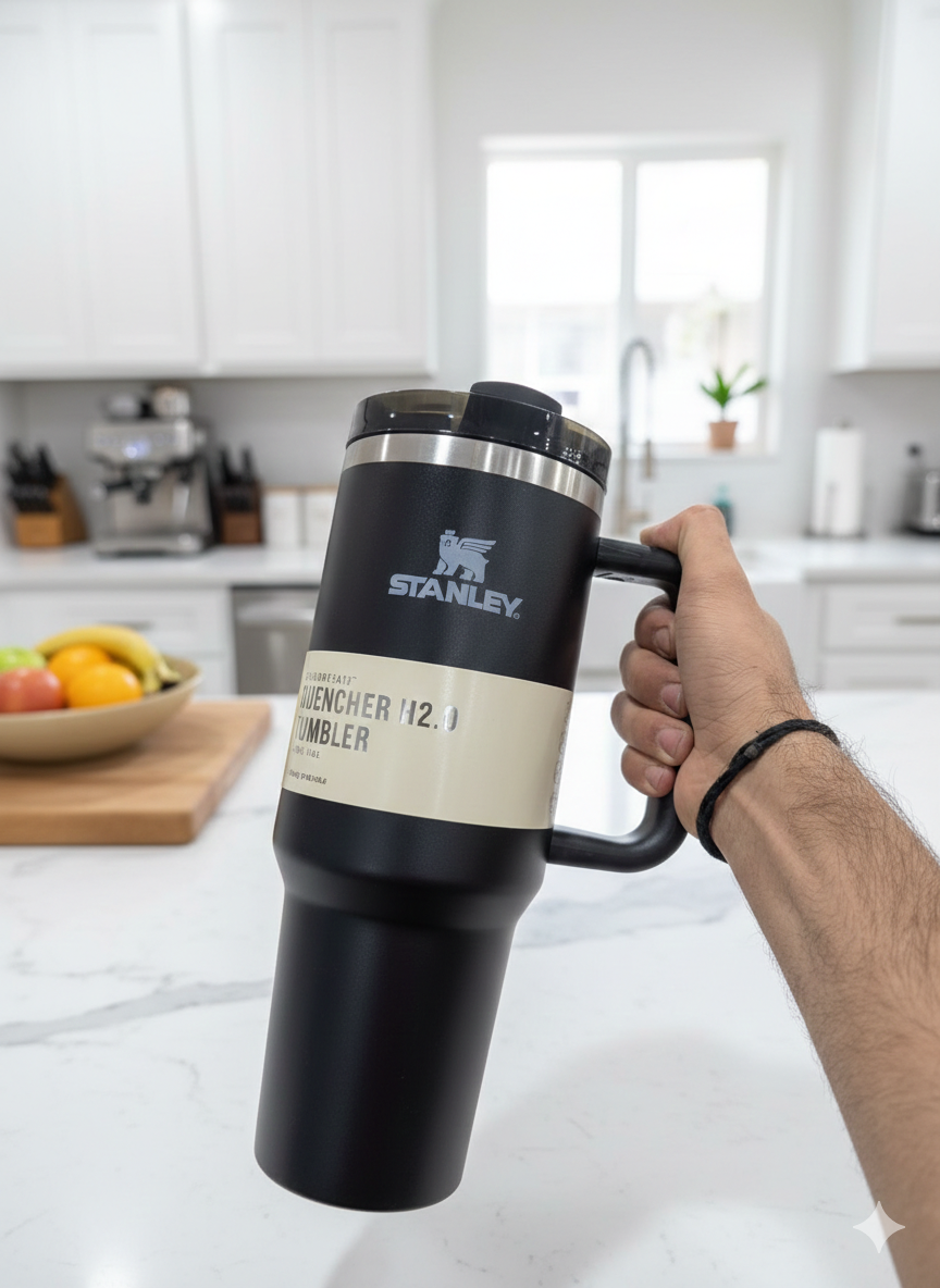 40oz Tumbler with Handle & Straw